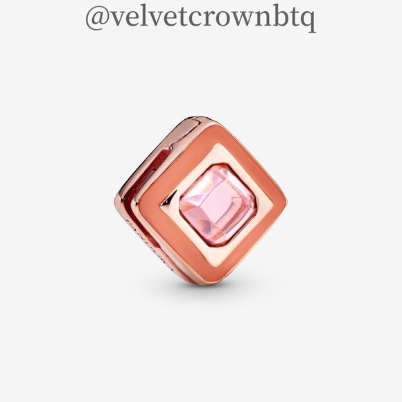 Pandora Pink Square Clip Charm - Picture 1 of 4